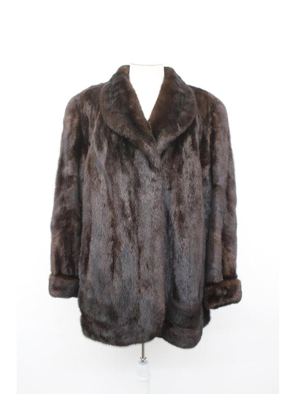 Excellent Canada Majestic Dark Ranch Mink Fur Coat Jacket Women Woman Size 10-12